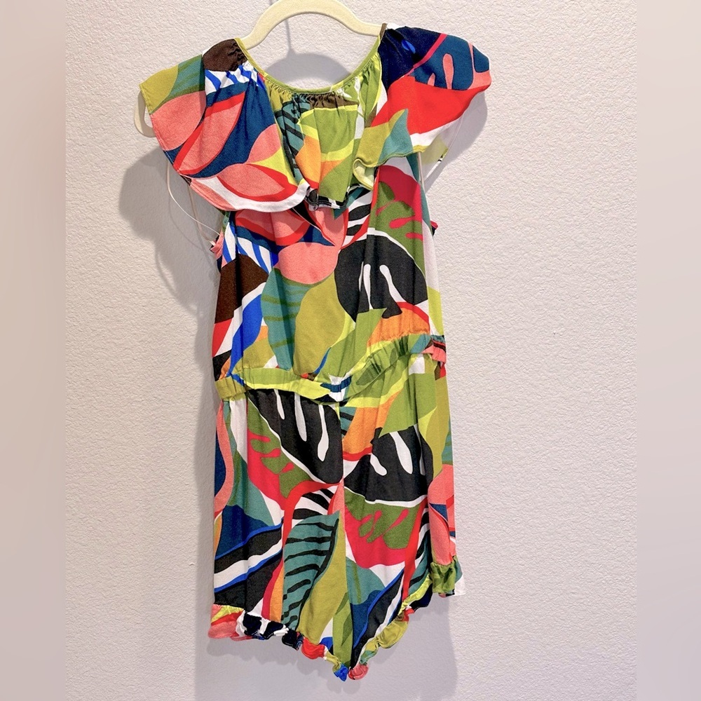 Trina Turk Multicolor Leaf-Print Ruffled Romper - Picture 3 of 8